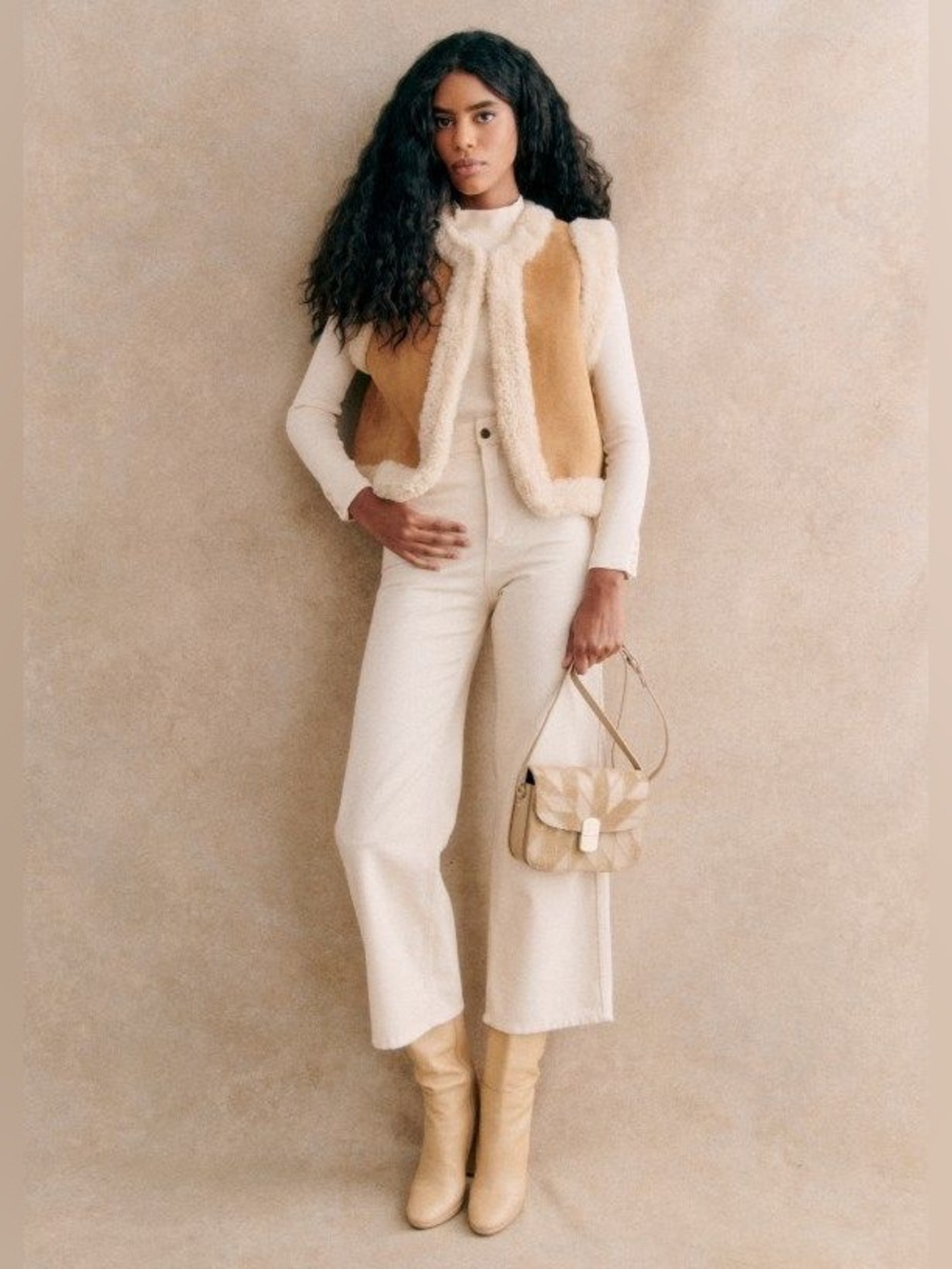 NWT 100% Lamb Leather Aya Jacket Dark Beige/Ecru XS